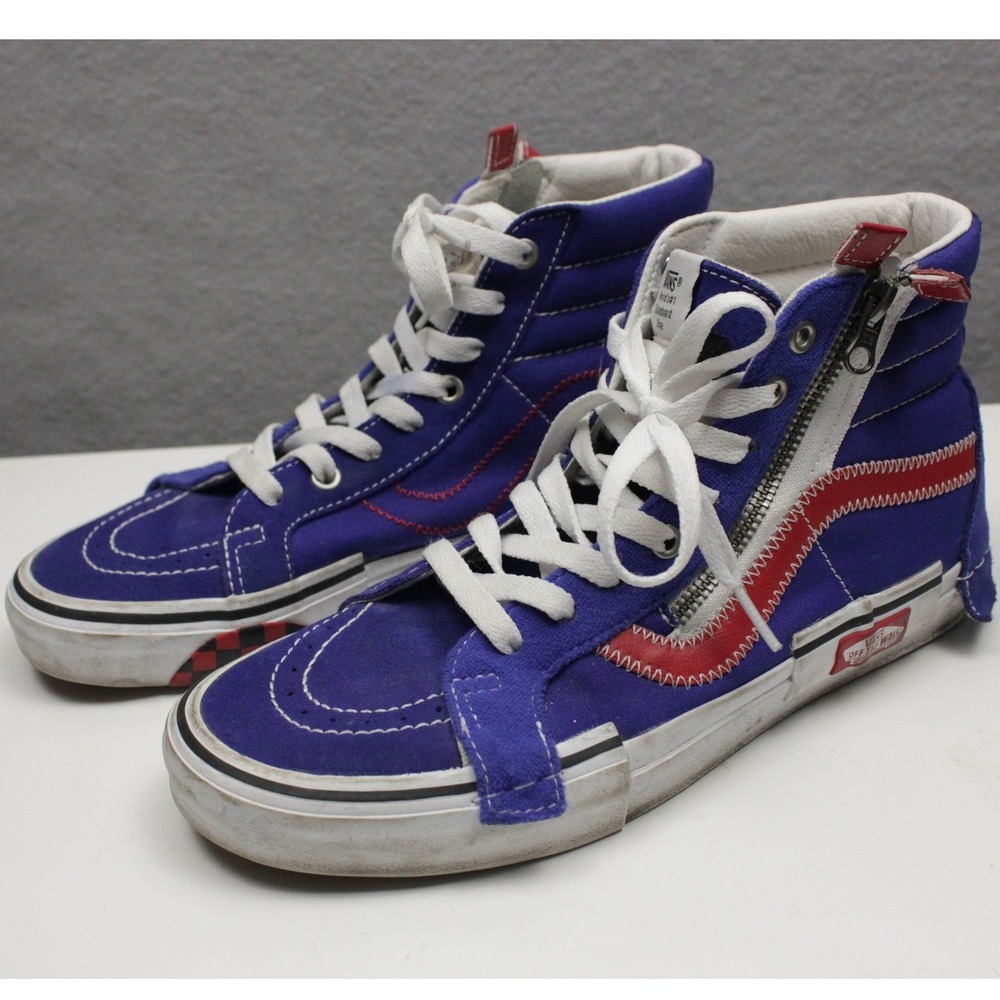 Vans Sk8-Hi Zip Blue Red White Sneakers Mens 8.5 Womens 10 Skate Shoes